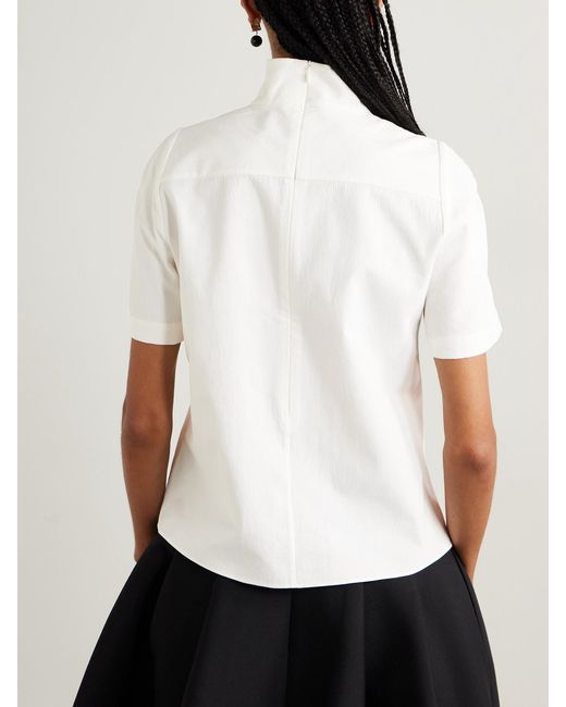 ShuShu/Tong White Tie-Neck Cotton-Poplin Blouse