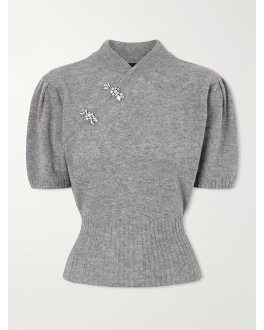 Simone Rocha Gray Mandarin Collar Cashmere Knitwear