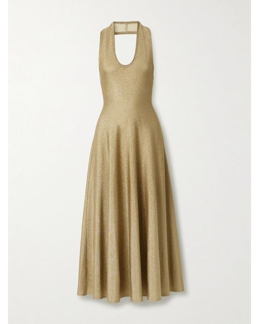 Khaite Metallic Melina Lurex Halterneck Midi Dress