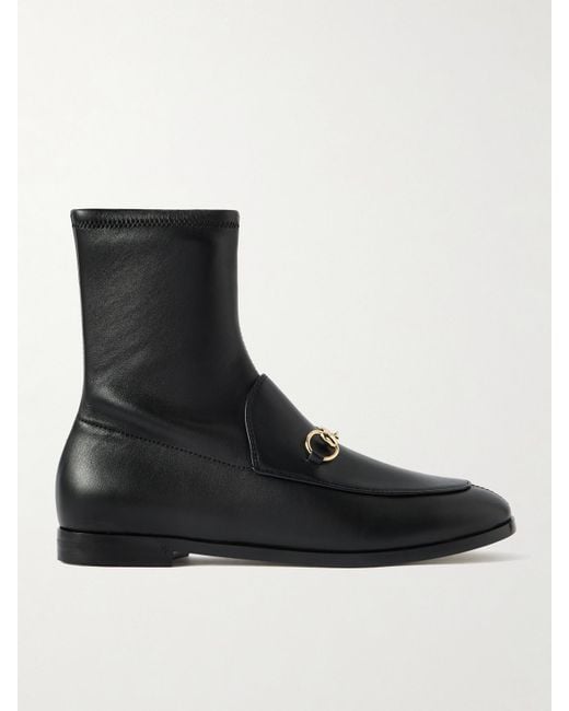Gucci Black Jordaan Horsebit-Detailed Leather Ankle Boots