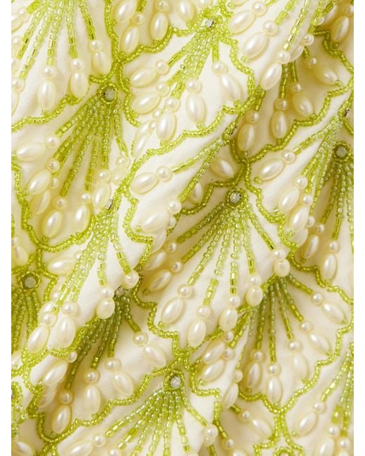 Clio Peppiatt Yellow Ariel Trägerlose Robe Aus Satin Mit Verzierungen Und Wellenkanten