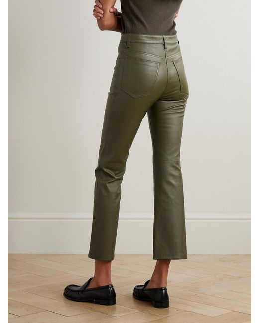 Joseph Green Duke Cropped Leather Flared Pants