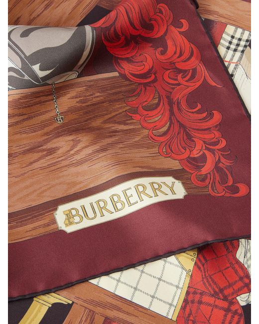 Burberry Red Printed Silk-Twill Scarf