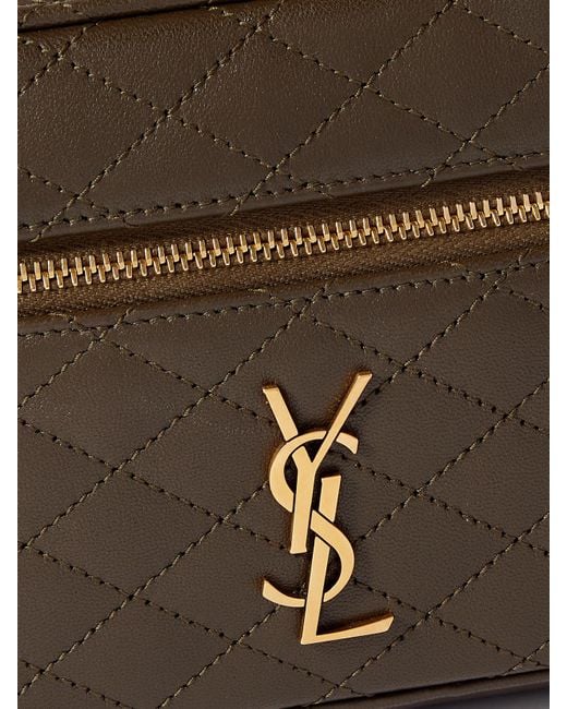Saint Laurent Brown Gaby Vanity Mini Schultertasche Aus Gestepptem Leder