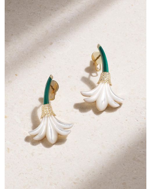 L'Atelier Nawbar Natural Big Flower 18-Karat Multi-Stone Earrings