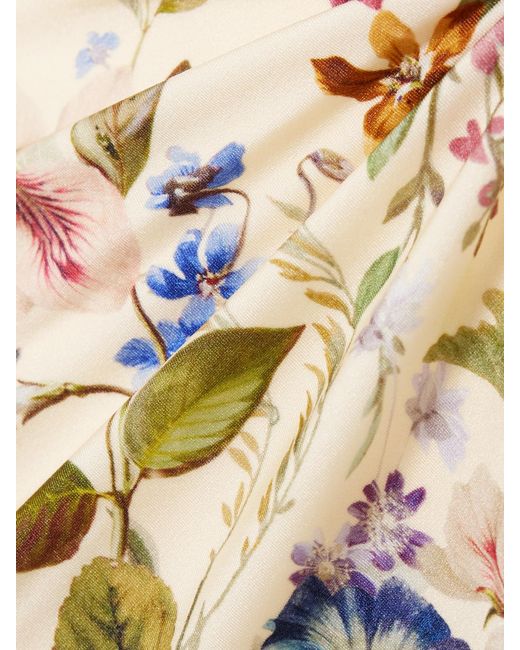 Zimmermann White Patience Pleated Floral-Print Swimsuit