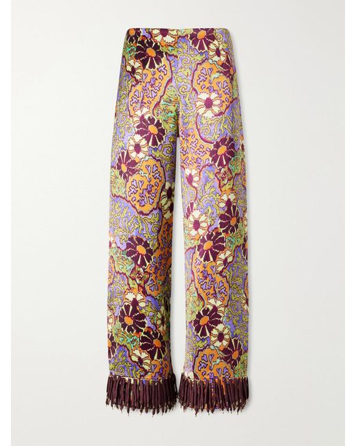 ALÉMAIS White Joanna Printed Satin Wide-Leg Pants