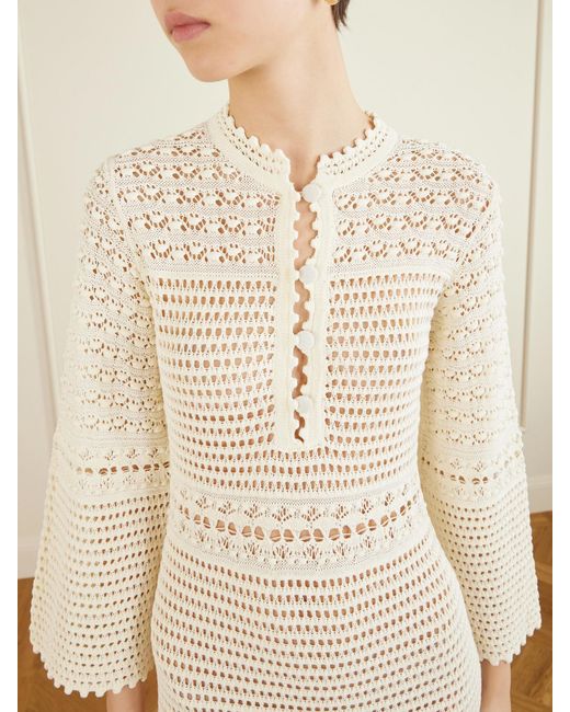 Eres Natural Madone Open-Knit Maxi Dress