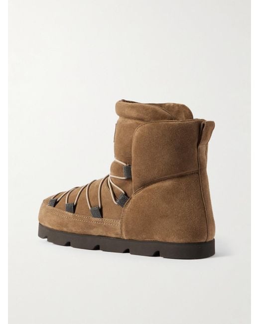 Brunello Cucinelli Brown Padded Suede Boots