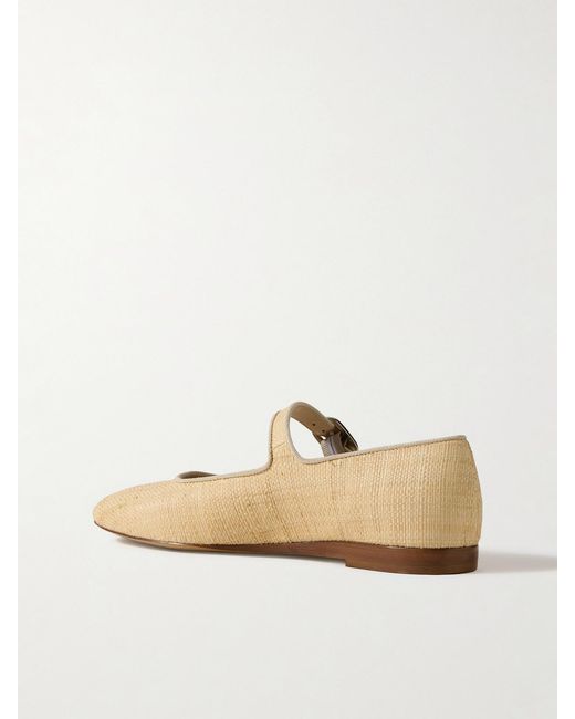 Le Monde Beryl White Grosgrain-Trimmed Raffia Mary Jane Ballet Flats