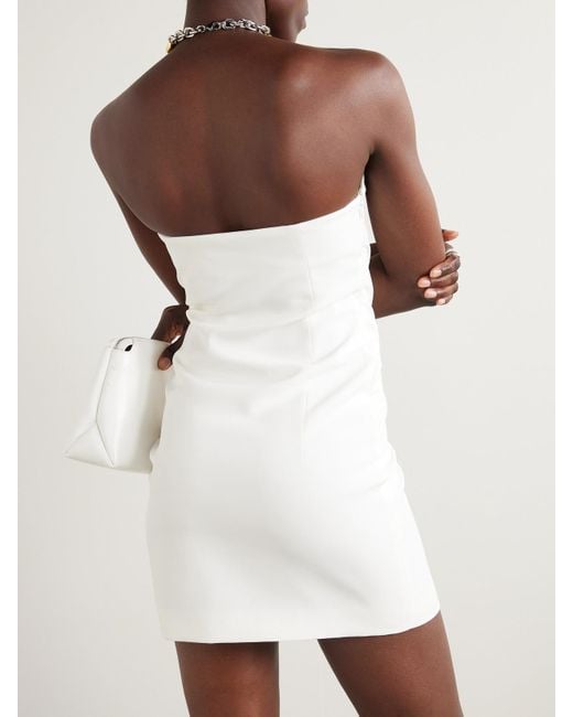 The Attico White Strapless Embellished Tulle-Trimmed Cady Mini Dress