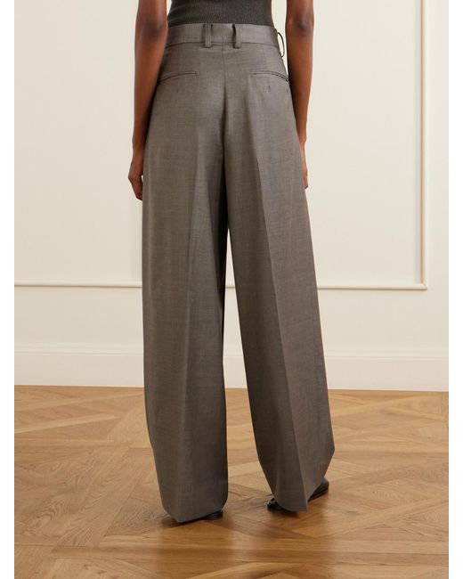 Ssstein Gray Wool Pleated Wide-Leg Pants