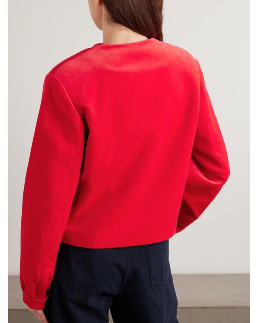 Blazé Milano Red Riviera Cotton And Linen-Blend Velvet Jacket