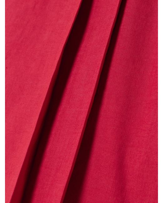 Theory Red Shorts Aus Einer Leinenmischung Mit Falten
