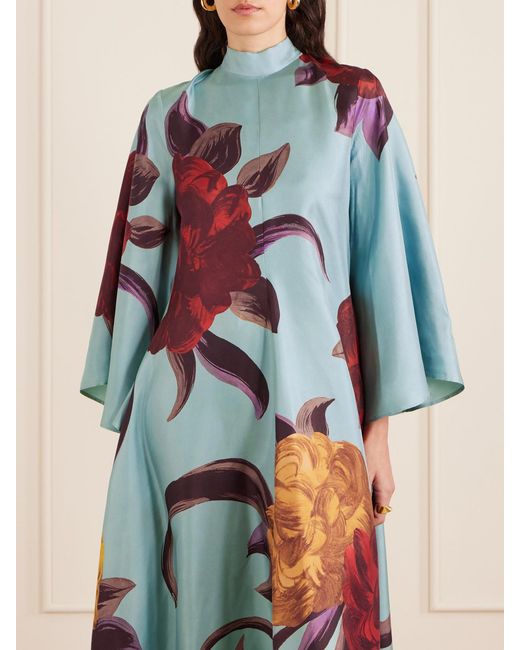 LaDoubleJ White Magnifico Printed Silk Maxi Dress