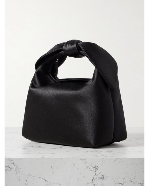 Aquazzura Black Bow Tie Mini Satin Tote