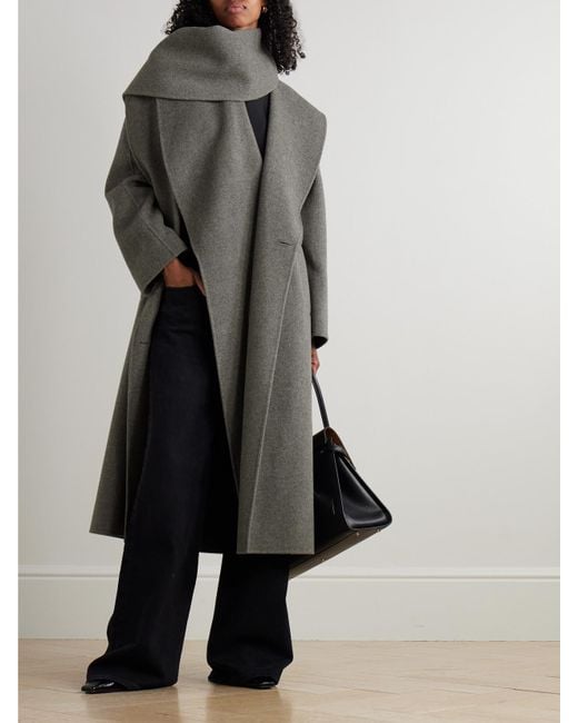 Rohe Gray Doppelreihiger Mantel Aus Einer Woll-Kaschmirmischung