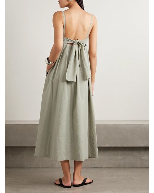 Proenza Schouler White Claudine Open-Back Pleated Poplin Midi Dress
