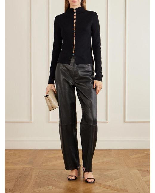 Staud Blue Marianne Crepe Cardigan