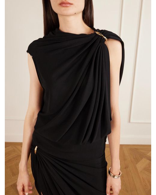 Sportmax Black Lacuna Embellished Jersey Blouse