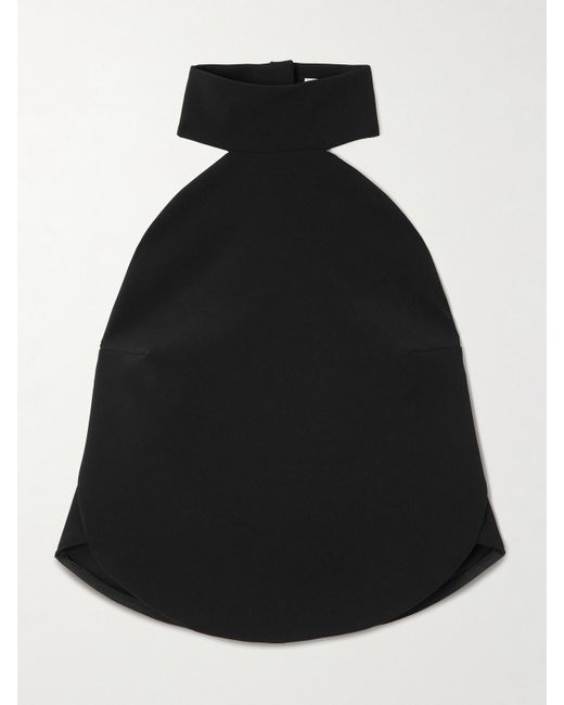 Courreges Black Ellipse Cropped Crepe Halterneck Top