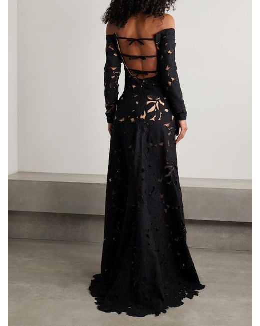 Robe Du Soir Épaules Nues En Dentelle Cordonnet Kasia Costarellos en coloris Black