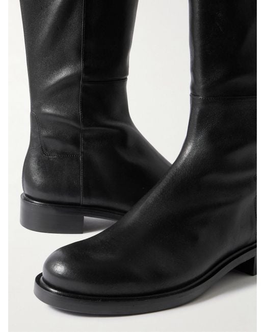 Stuart Weitzman Black Gisele 5050 Kniehohe Stiefel Aus Leder Und Stretch-Material