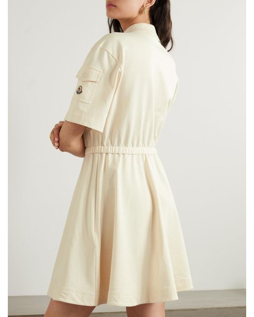 Moncler Natural Pleated Cotton-piqué Mini Shirt Dress