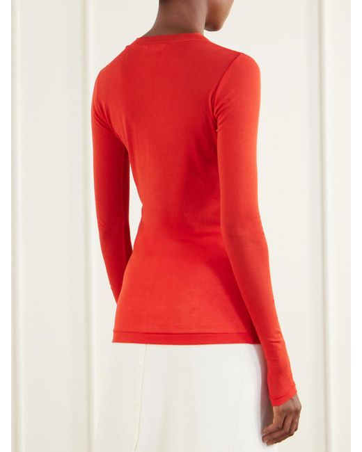 Auralee Red Ribbed Cotton-Jersey T-Shirt