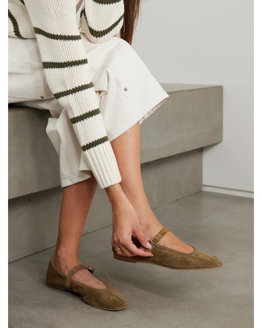 Le Monde Beryl Brown Suede Mary Jane Ballet Flats