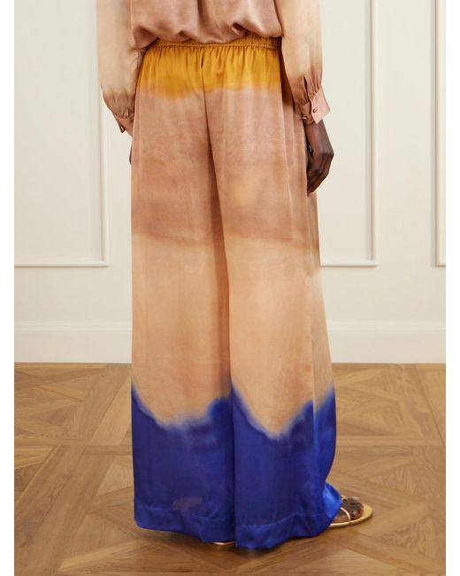 Ulla Johnson Blue Julien Dégradé Silk-Satin Wide-Leg Pants