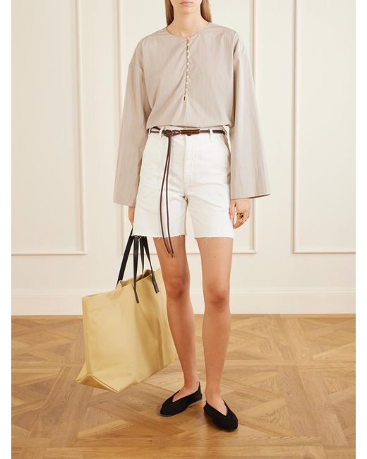 Kallmeyer Natural Marguerite Striped Cotton-Poplin Blouse