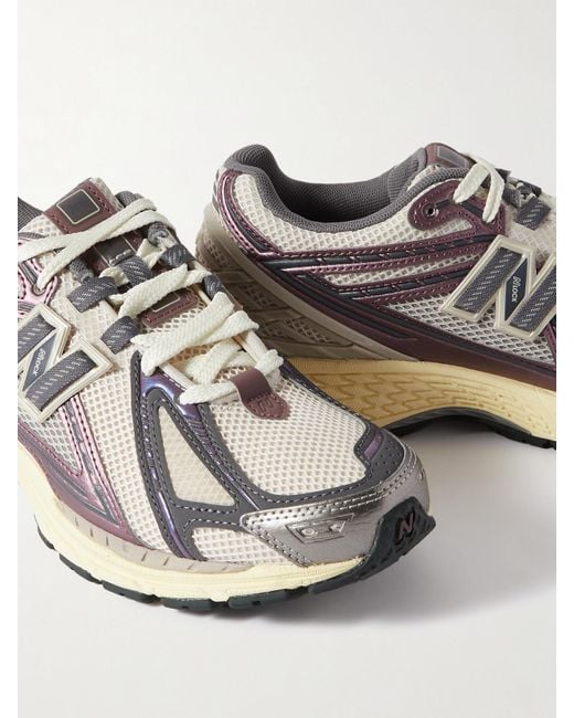 New Balance Gray 1906 Metallic Faux Leather-Trimmed Mesh Sneakers