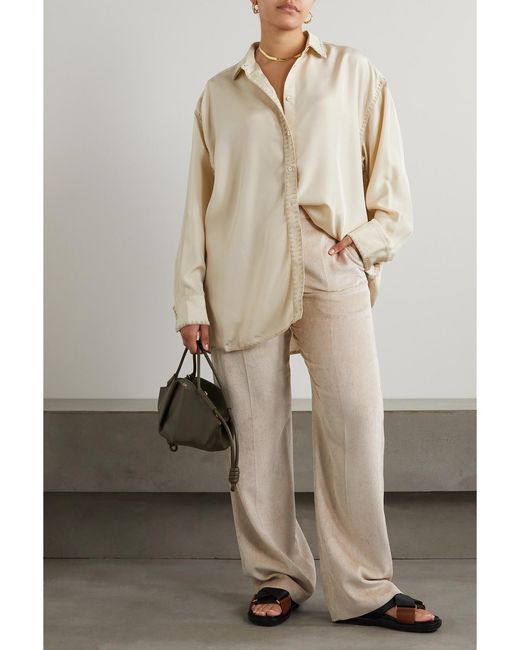 Brunello Cucinelli Natural Corduroy Straight-Leg Pants
