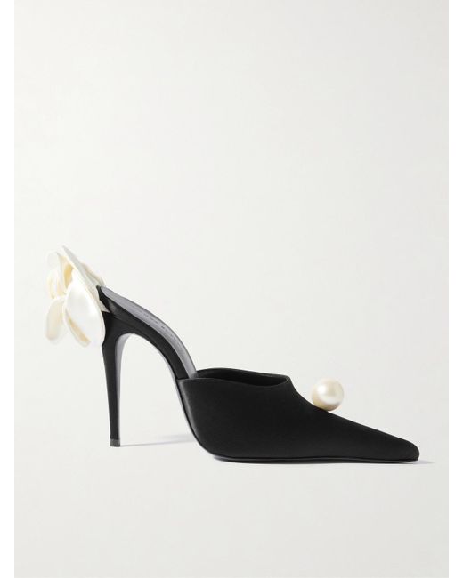 Magda Butrym Black Embellished Satin Mules