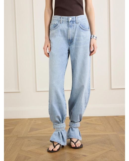 Agolde Blue Belted Straight-Leg Jeans