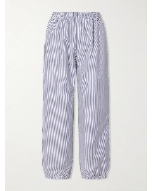 Suzie Kondi Purple Striped Cotton-Poplin Balloon Pants