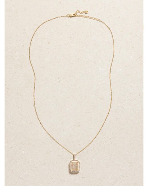 Mateo Natural Initial 14-Karat, Quartz And Diamond Necklace