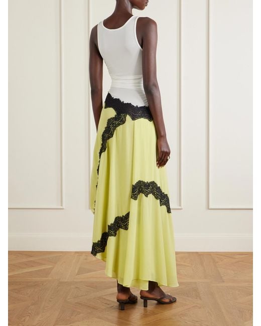 Christopher Esber Multicolor Cutaway Asymmetric Lace-Trimmed Ruched Stretch-Jersey And Crepe Dress