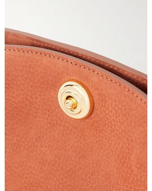 Liffner Orange Pushlock Leather Clutch