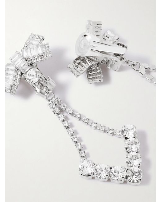 Alessandra Rich Metallic Tone Crystal Clip Earrings