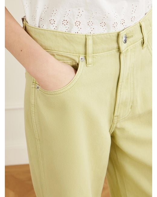 Veronica Beard Yellow Kasey Mid-Rise Wide-Leg Jeans