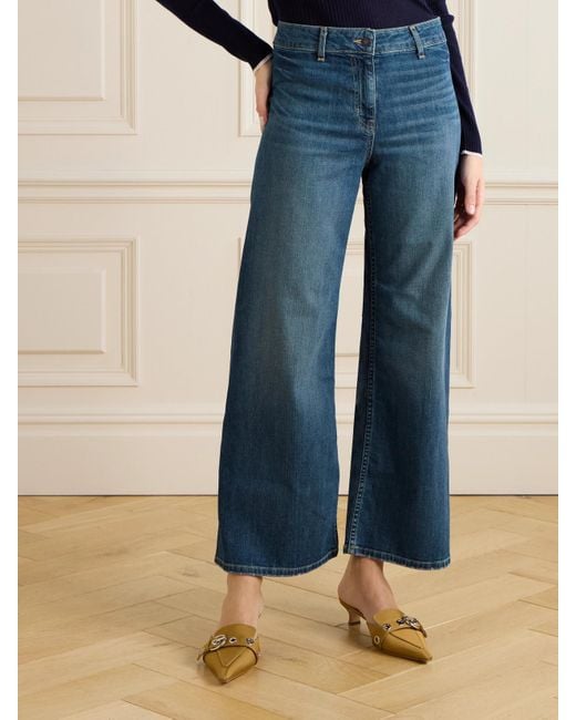 Nili Lotan Blue Megan High-Rise Wide-Leg Jeans