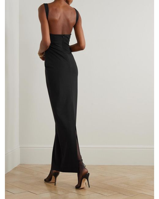Solace London Black Joni Stretch-Crepe Maxi Dress