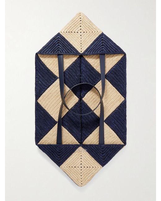 Loewe Blue Paula's Ibiza Xxl Puzzle Fold Tote Aus Raffiabast Mit Lederbesätzen