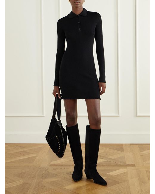 Aeyde Black Medea 40 Suede Knee Boots