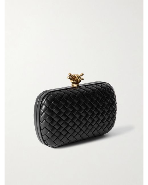 Bottega Veneta Black Knot Padded Intrecciato Leather Clutch