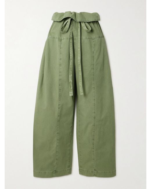 Matteau Green Fisherman Paneled Cotton-Twill Tapered Pants