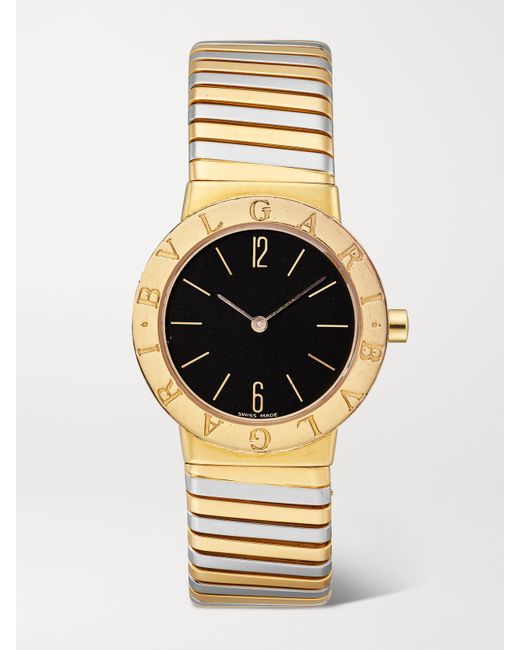 Stephanie Windsor Metallic Bvlgari Vintage Tubogas 1990S Automatic 30Mm 18-Karat And Watch