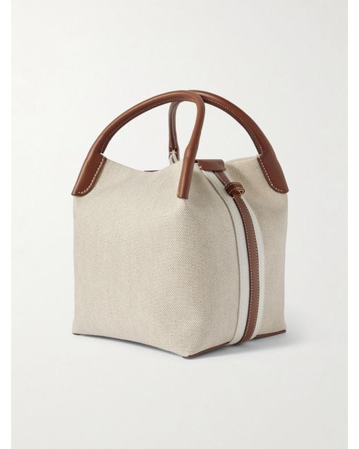 Loro Piana Natural Bale Textured Leather-Trimmed Canvas Tote